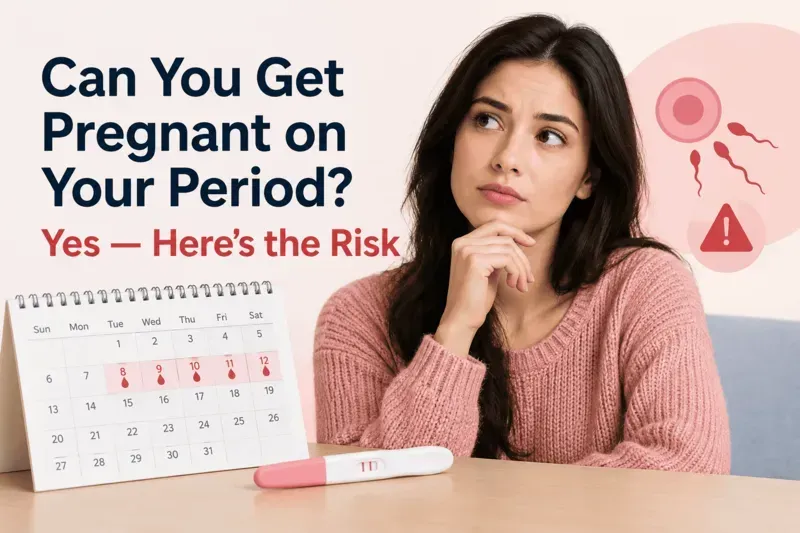 A menstrual cycle calendar illustrating how sperm survival can overlap with early ovulation, which is why you can get pregnant on your period.